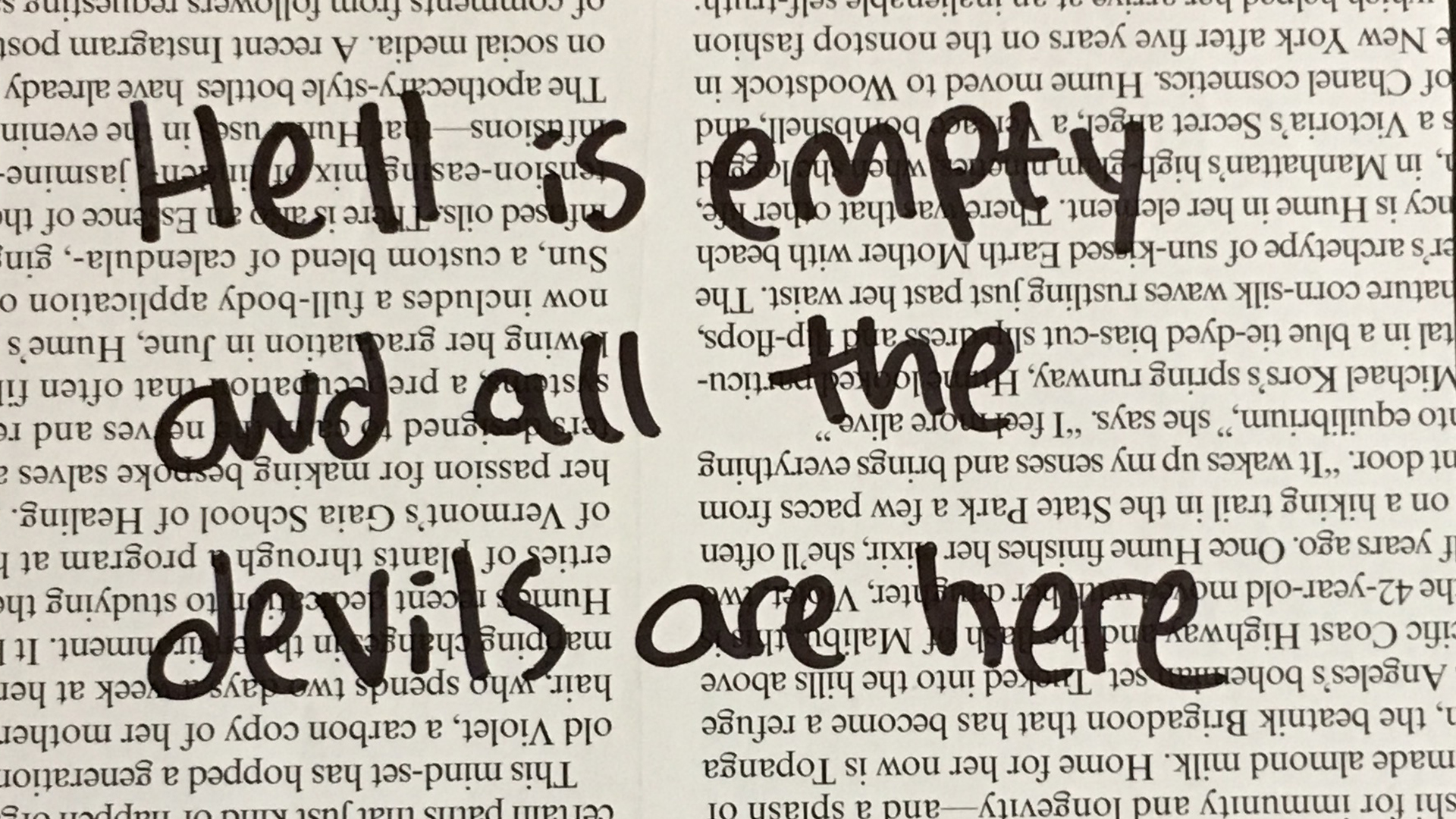 Hell is empty and all the devils are here