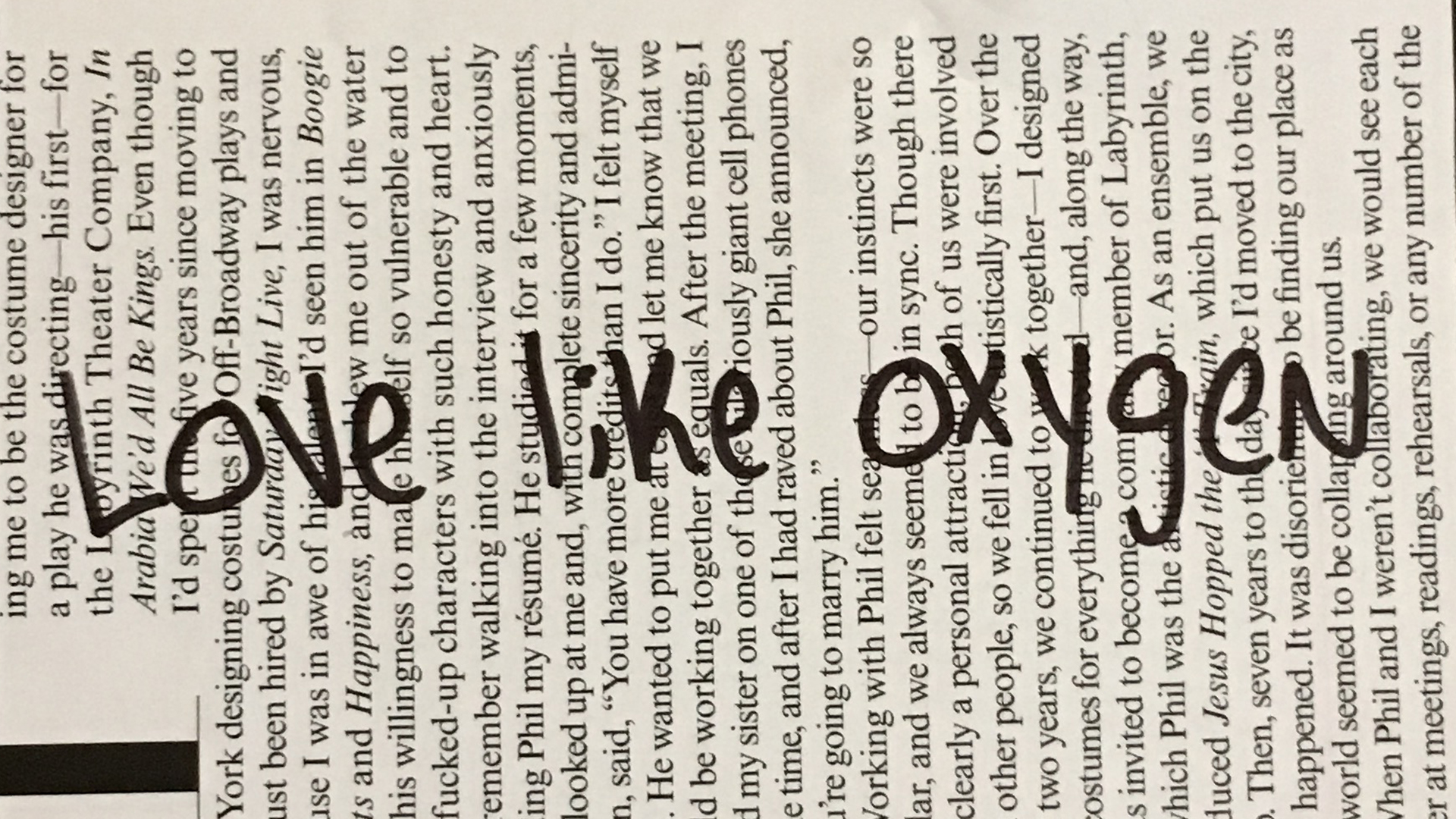 Love like oxygen