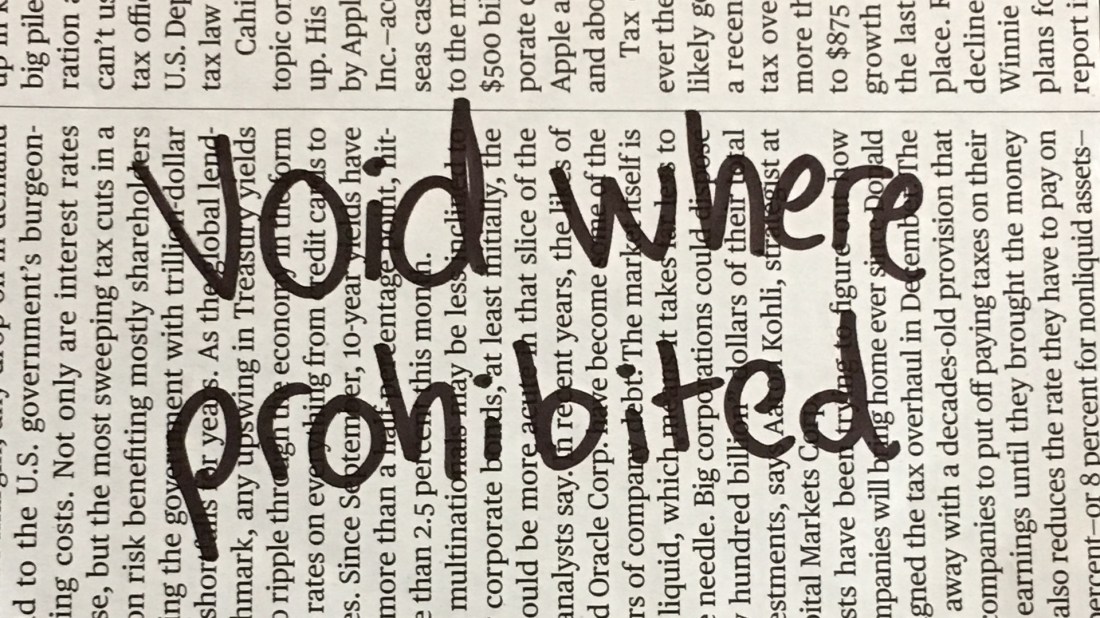 Void where prohibited